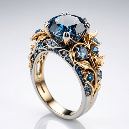 ANILLO VINTAGE DE ORO Y TOPACIO AZUL